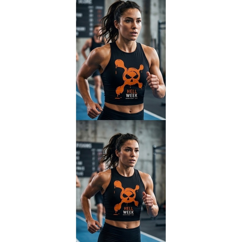 Orangetheory Hell Week 2022 Cropped Racerback Tank Skull‎ Graphic Black M